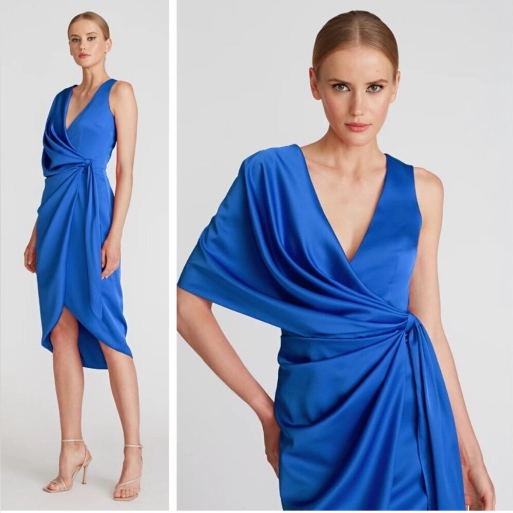 Theia Candace Faux Wrap Cocktail Dress